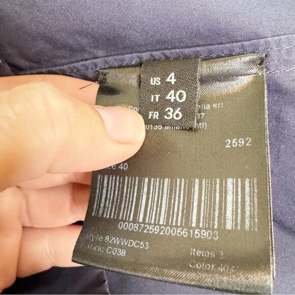 Calvin Klein 205W39NYC Ruffle Neck Poplin Dress Navy Size 4 - Picture 12 of 16